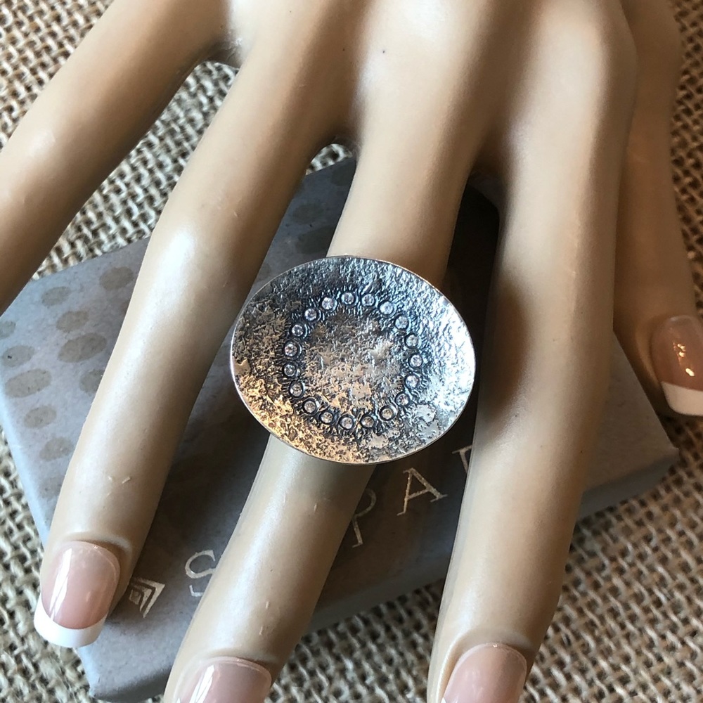 Silpada Oval CZ Sterling 925 Statement Ring Size 7